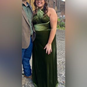 Revelry Olive Micah Convertible Velvet Dress XL Halter, criss-cross, 1 shoulder